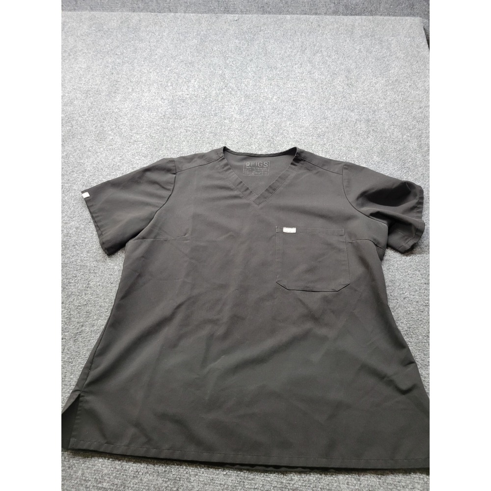 Figs Technical Collection Black V-Neck Scrub Top XL FW1000 Chest Pocket